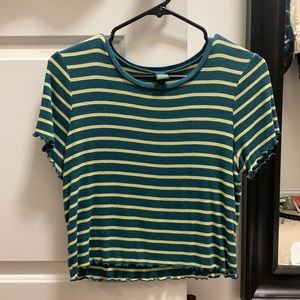 Green and yellow wild fable cropped shirt